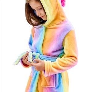 Soft unicorn bathrobe for girls rainbow color